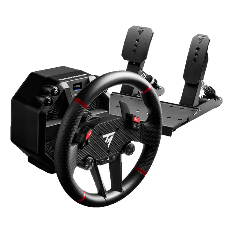Thrustmaster T598 vue générale — pack complet avec base, volant et pédalier